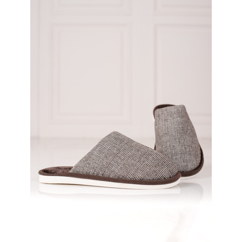 Shelvt Light shelovet brown men's slippers