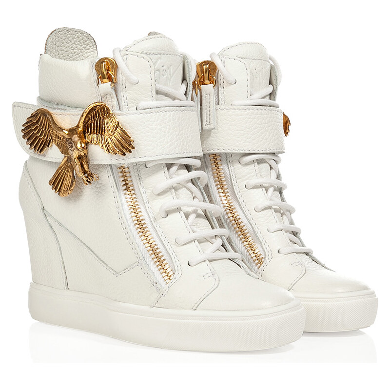 Giuseppe Zanotti Wedge Sneakers with Eagle Detail in White