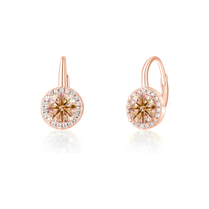 JVD Dámské stříbrné rose gold klasické náušnice se zirkony ryz.