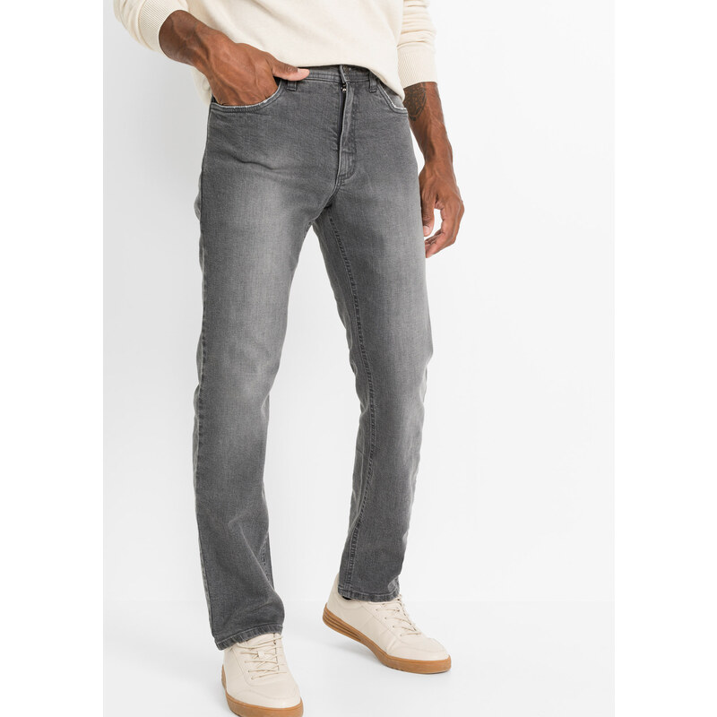 bonprix Džíny s pohodlným střihem, Regular Fit, Straight šedá
