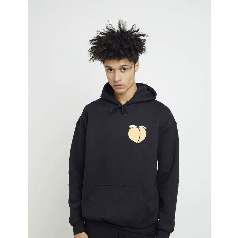 MIKINA NEW LOVE CLUB PEACH HOODIE - černá -