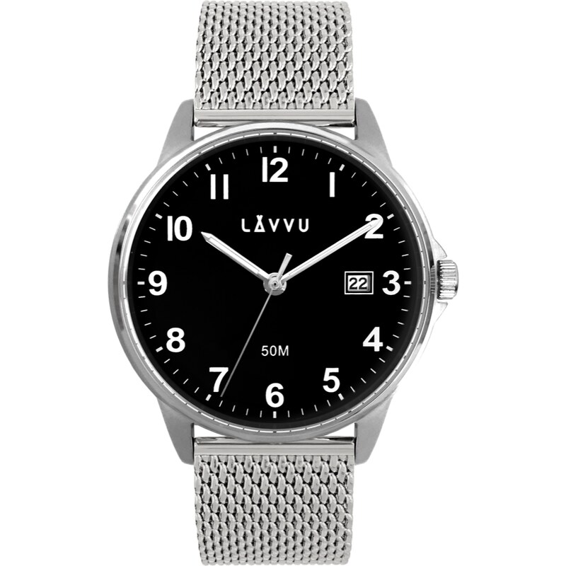 LAVVU Náramkové stříbrné hodinky GÖTEBORG MESH LWM0116 74709419