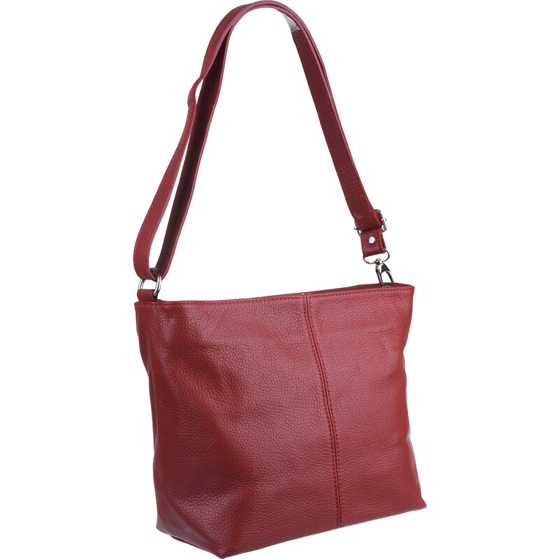 Červená kožená italská crossbody kabelka Prisca Rossa
