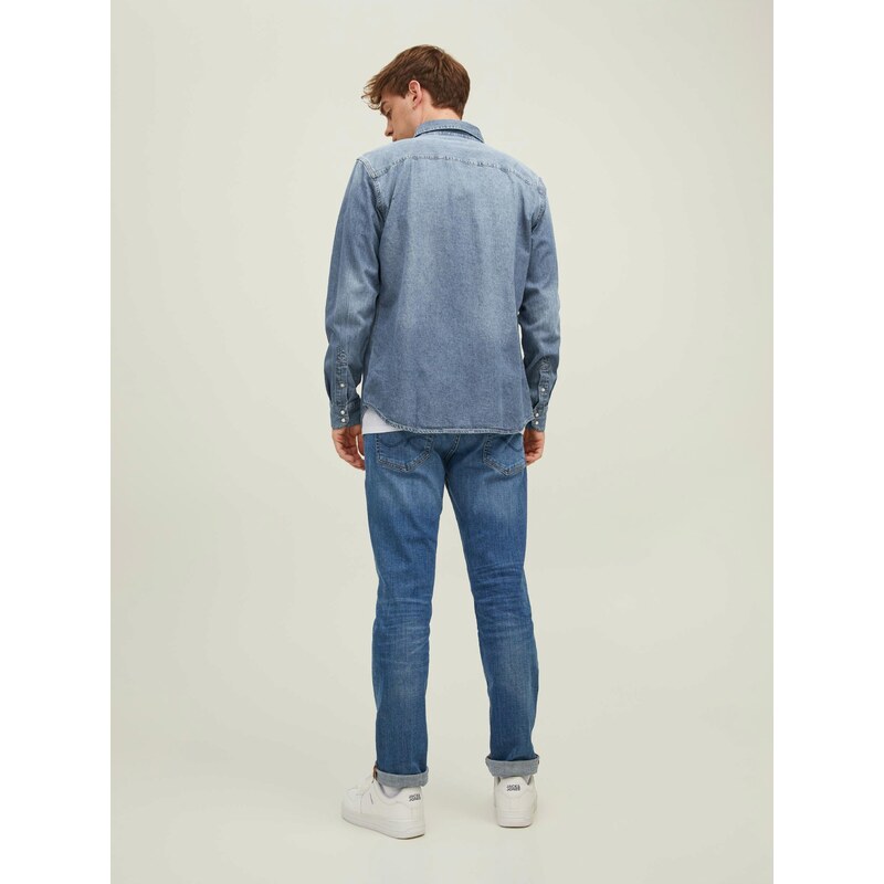 Modrá pánská džínová slim fit košile Jack & Jones Heridan - Pánské