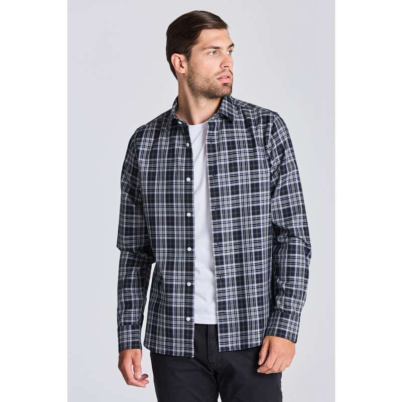 KOŠILE GANT D2. SLIM TWILL CHECK SHIRT modrá S