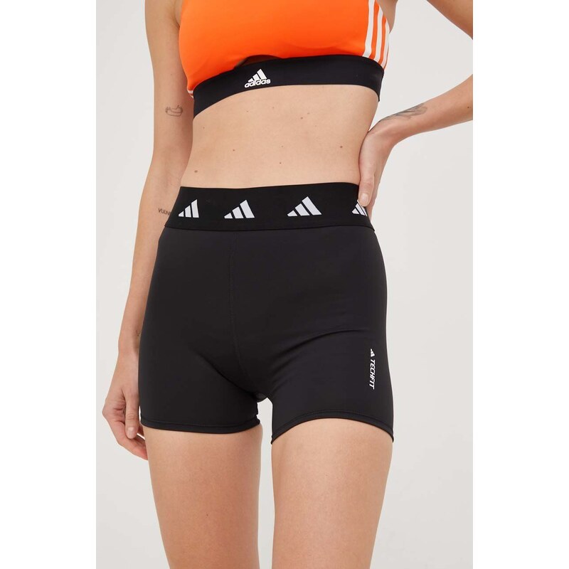 Tréninkové šortky adidas Performance Period Proof dámské, černá barva, s potiskem, high waist