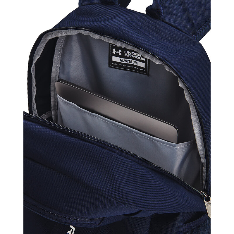 Batoh Under Armour Hustle Lite Backpack Midnight Navy/ Midnight Navy/ Metallic Silver, 24 l