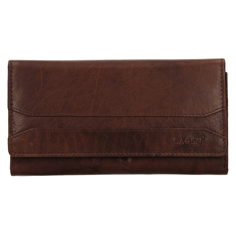 Dámská kožená peněženka Lagen W-2025 Dark Brown 53485409