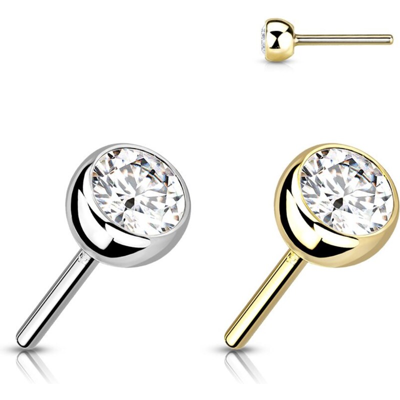 Atreya Bezzávitová koncovka ze 14kt zlata 585/1000 s čirým zirkonem 68745669