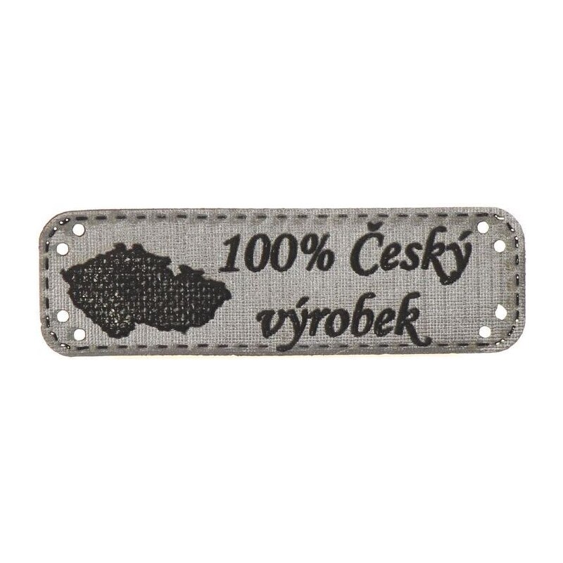Handmade štítek MAPA 100% Český výrobek 15 x 48 mm - šedá