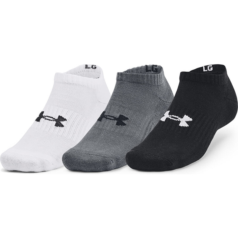 Pánské ponožky Under Armour Core No Show 3-Pack Socks Black/ White/ Grey