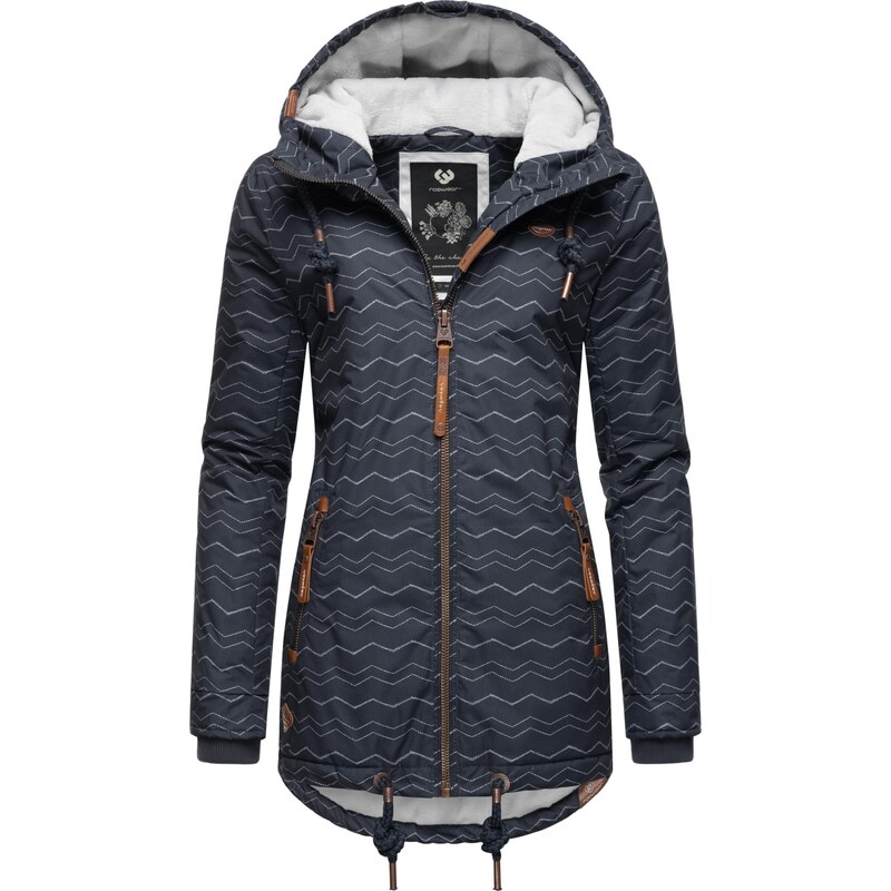 Ragwear Zimní bunda Zuzka noční modrá / hnědá / bílá 98145593