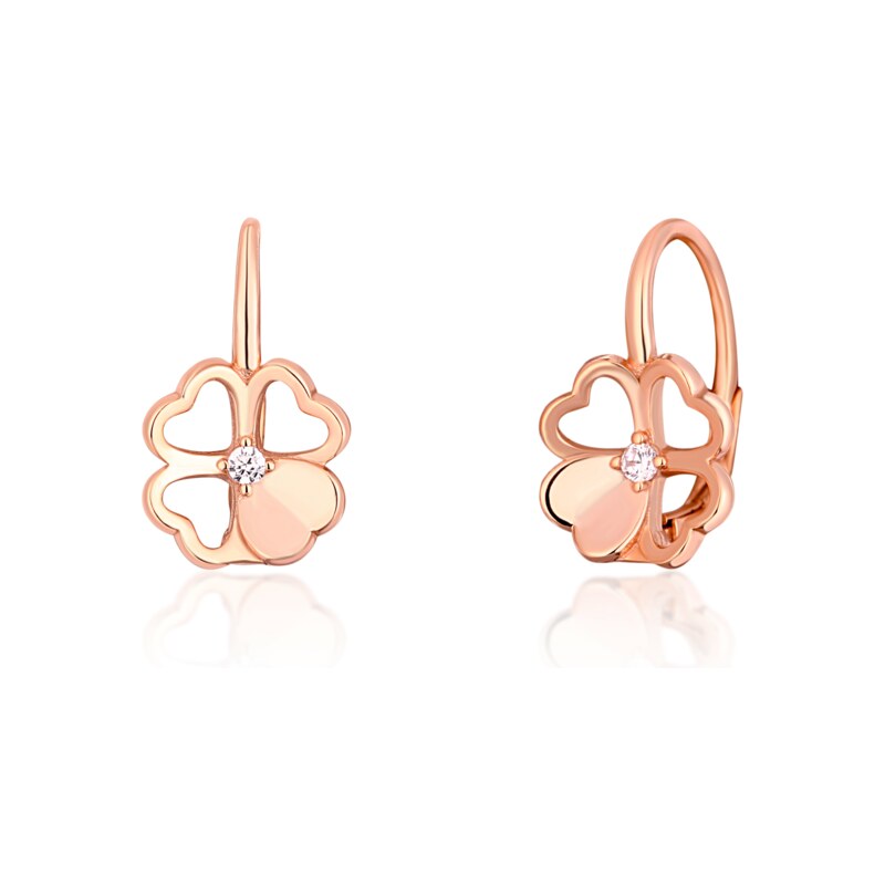 JVD Dětské stříbrné rose gold náušnice se zirkony
