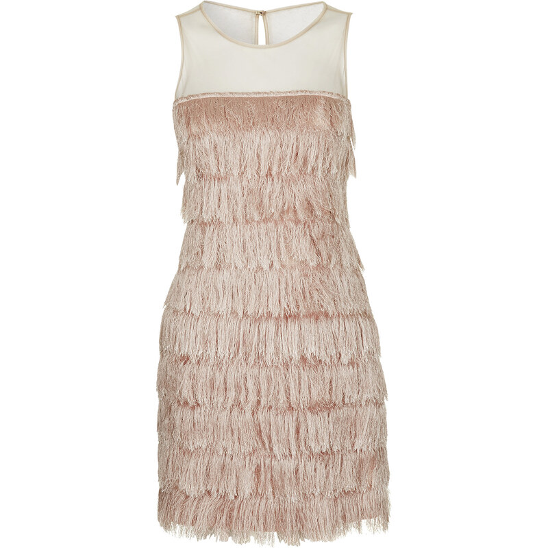 Topshop **Layered Fringe Mini Shift Dress by Rare