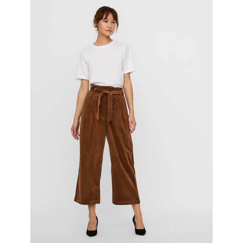 Hnědé manšestrové culottes VERO MODA Londyn