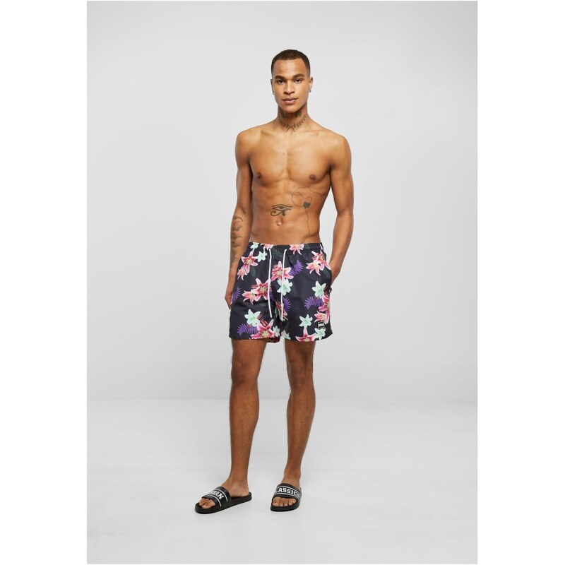 Pánské koupací šortky Urban Classics Pattern Swim Shorts - dark jungle aop