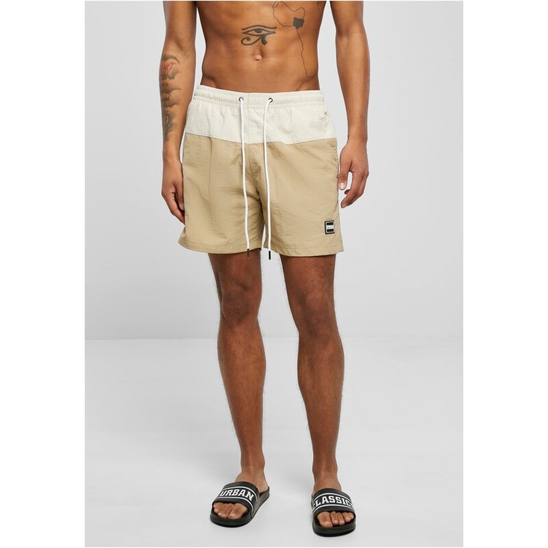 Pánské koupací kraťasy Urban Classics Block Swim Shorts - unionbeige/softseagrass