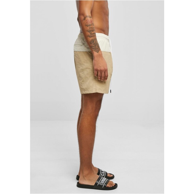 Pánské koupací kraťasy Urban Classics Block Swim Shorts - unionbeige/softseagrass