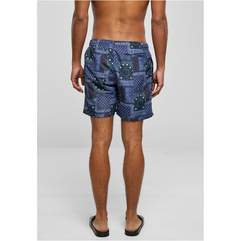 Pánské koupací šortky Urban Classics Pattern Swim Shorts - navy bandana aop