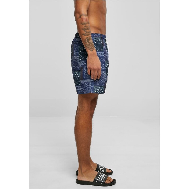 Pánské koupací šortky Urban Classics Pattern Swim Shorts - navy bandana aop