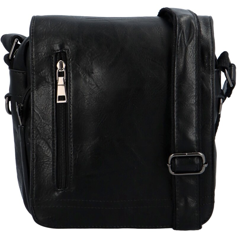 Sara Moda Pánská koženková crossbody s klopou Marcian, černá