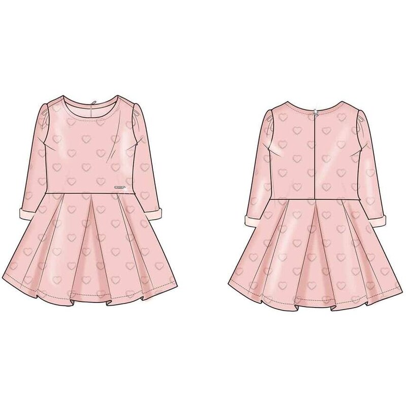 Dívčí elegantní šaty s dlouhým rukávem GUESS, světle růžové SRDCE