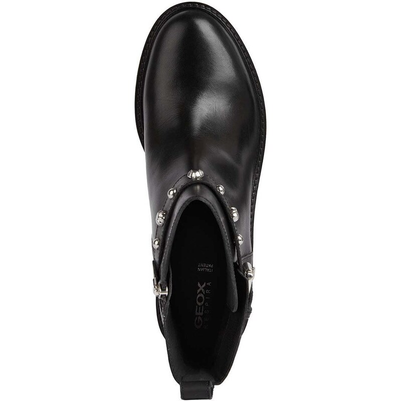 Kožené kotníkové boty Geox Hoara dámské, černá barva, na plochém podpatku