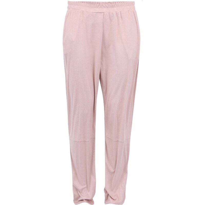 Světle růžové volnější kalhoty Vero Moda Suede