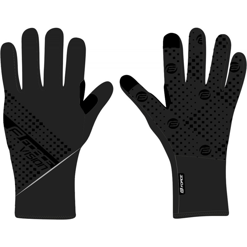 FORCE rukavice VISION softshell, jaro-podzim, černé