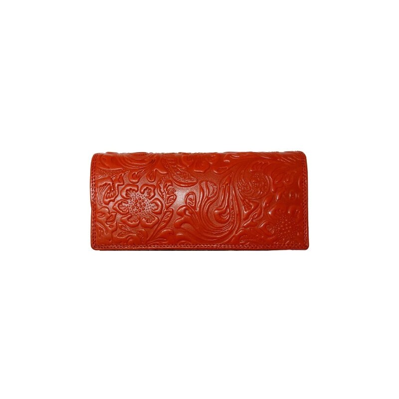 Kožená peněženka květy RED