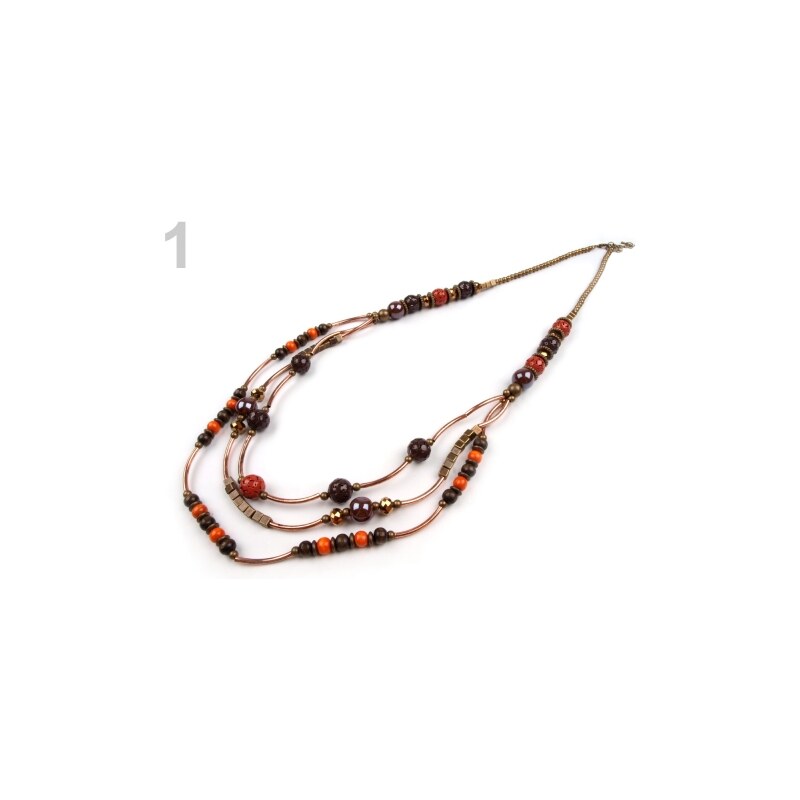 Stoklasa Kovový náhrdelník s filigránovými korálky oranžová okrová