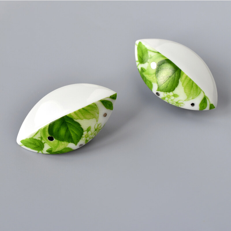 Porcelánová brož zelená - Leaves