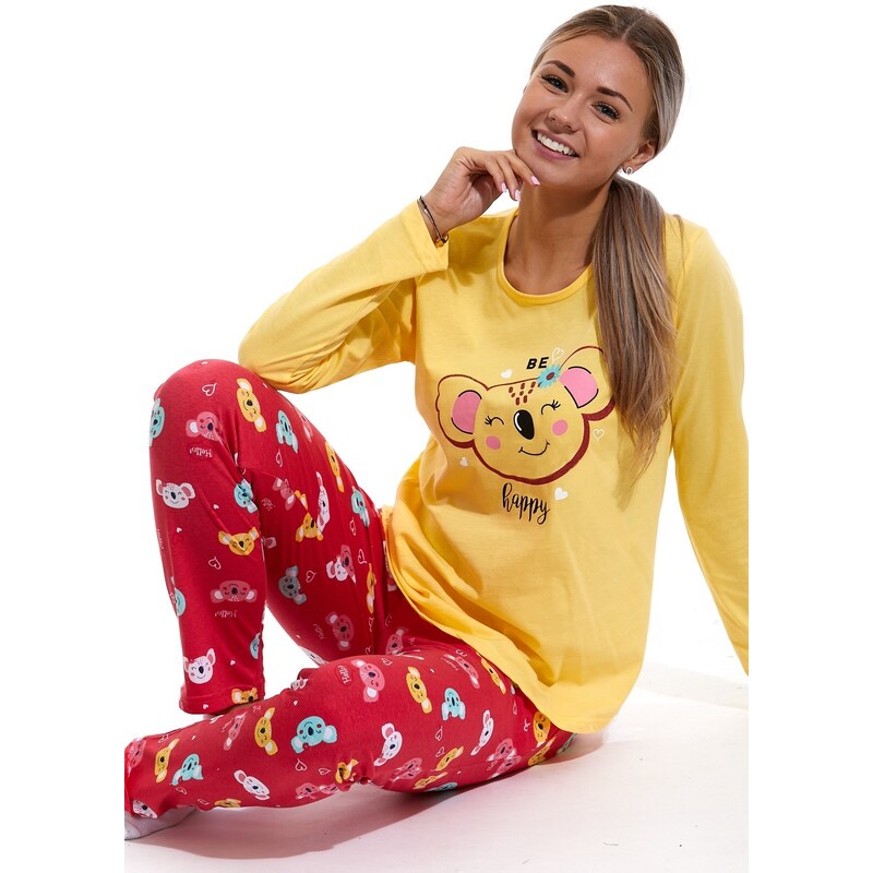 Naspani Žluté a červené pyžamo dámské, Be happy koala 1B1582