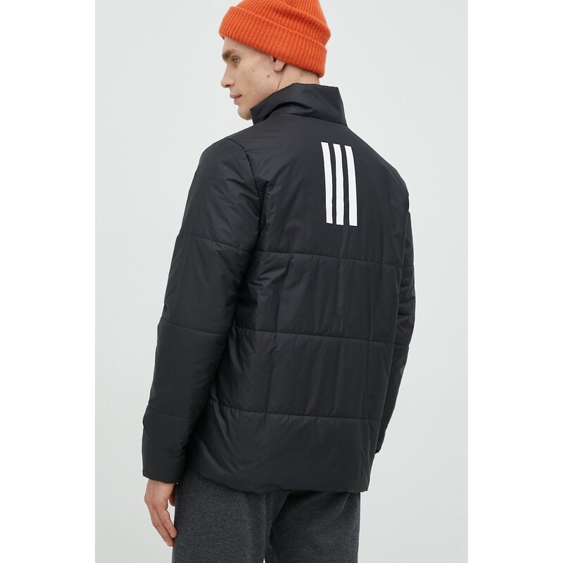 Bunda adidas pánská, černá barva, zimní