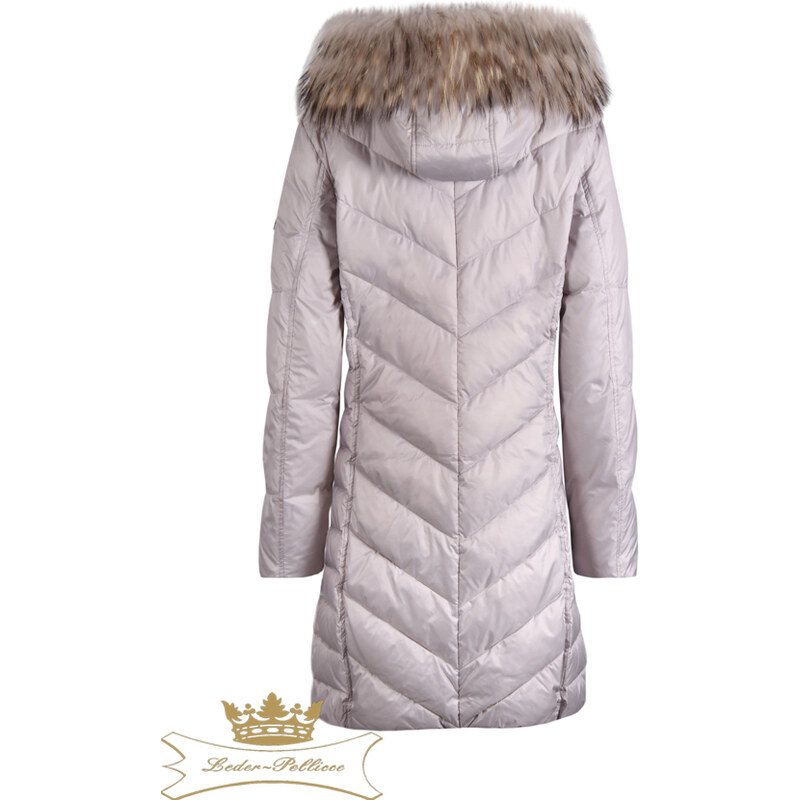 Leder and Pellice Dámská zimní bunda Matylda - s přírodním kožešinovým lemem z mývalovce na kapuci