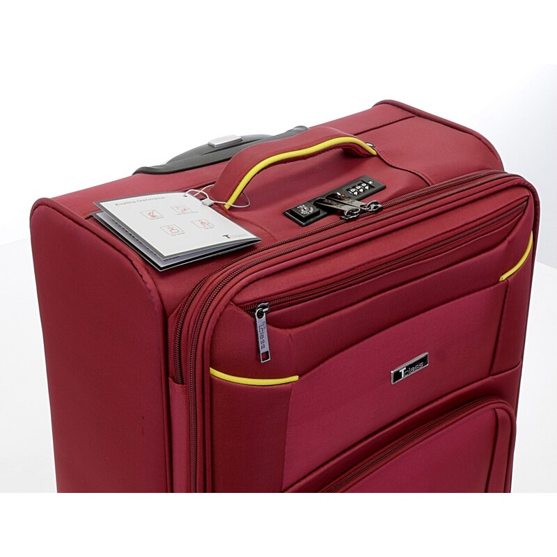 Cestovní kufr T-class 933, vínová, textil, L, 65 x 43 x 25–28 cm, rozšiřitelný