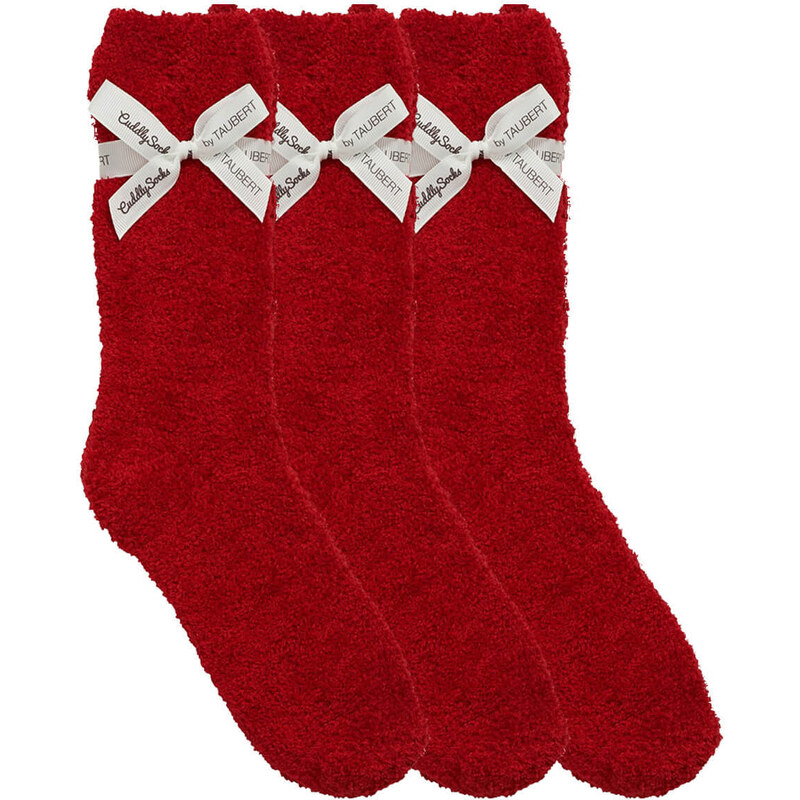 SMOOTH luxusní dárkově balené žinilkové jednobarevné ponožky Taubert červená UNI