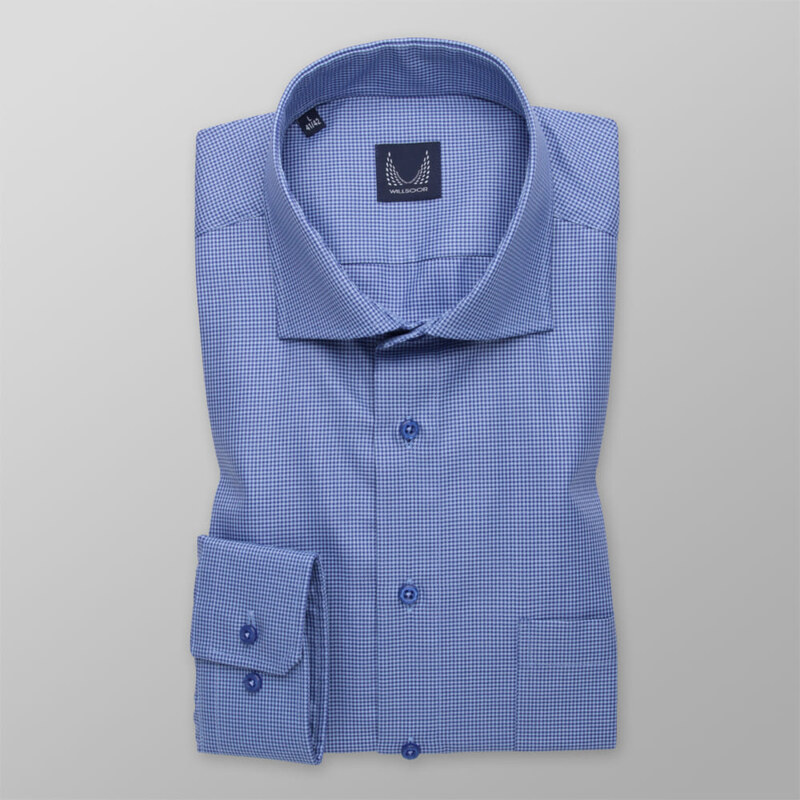 Willsoor Pánská slim fit košile modrá s tmavě modrým pepito vzorem 14572