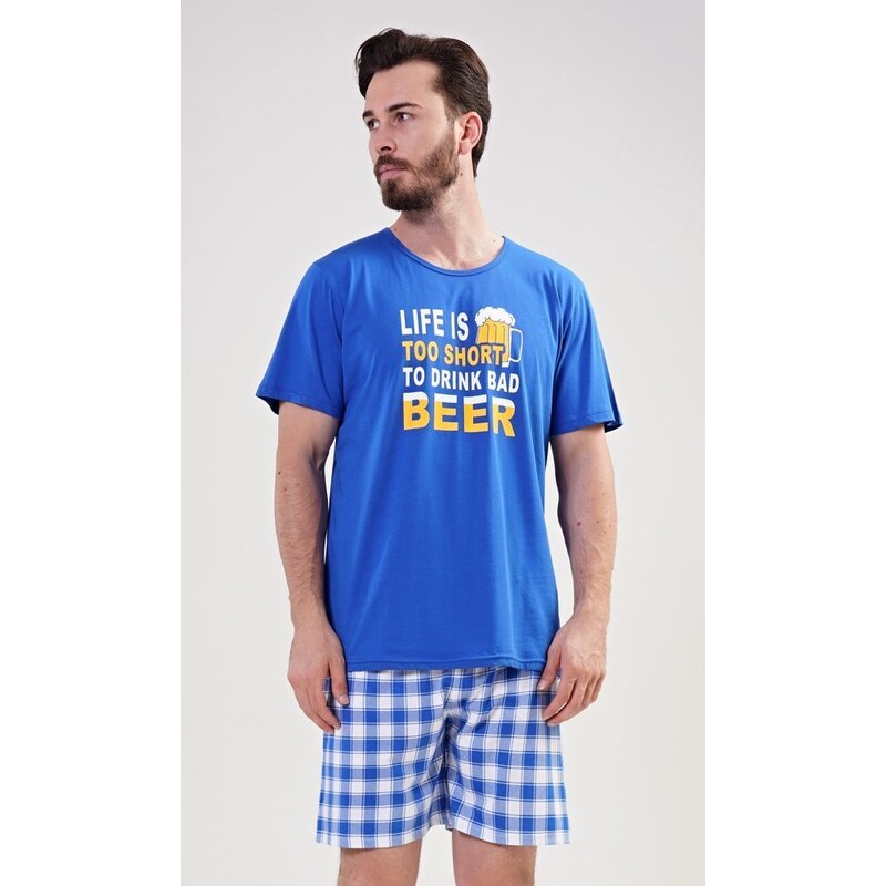 Gazzaz Pánské pyžamo šortky Life is beer - modrá