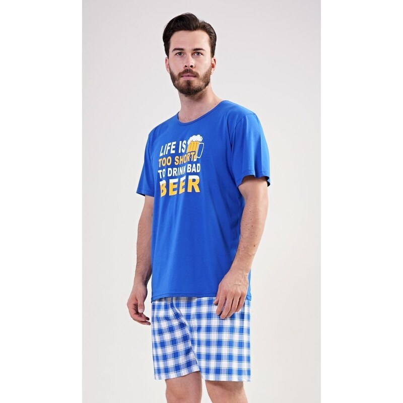 Gazzaz Pánské pyžamo šortky Life is beer - modrá