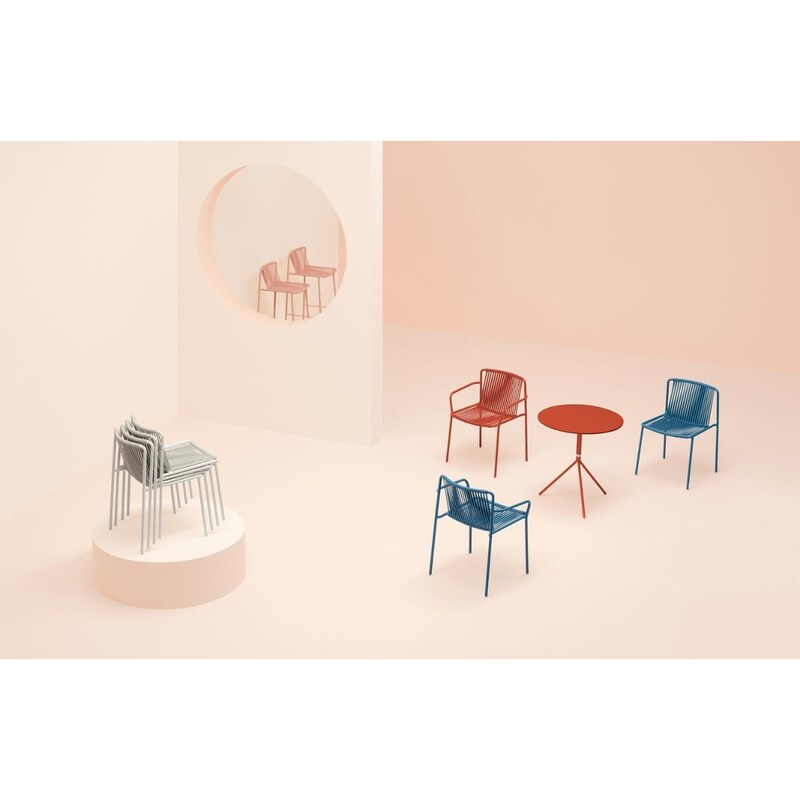 Pedrali Růžová kovová zahradní židle Tribeca 3665 s područkami