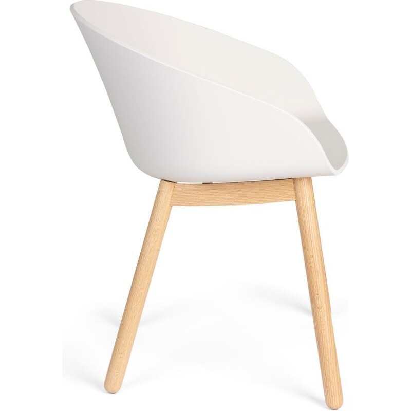 Bílá plastová jídelní židle Banne Void s dubovou podnoží