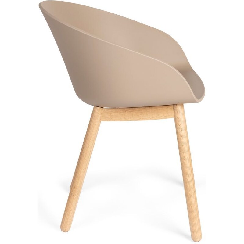 Béžová plastová jídelní židle Banne Void s dubovou podnoží