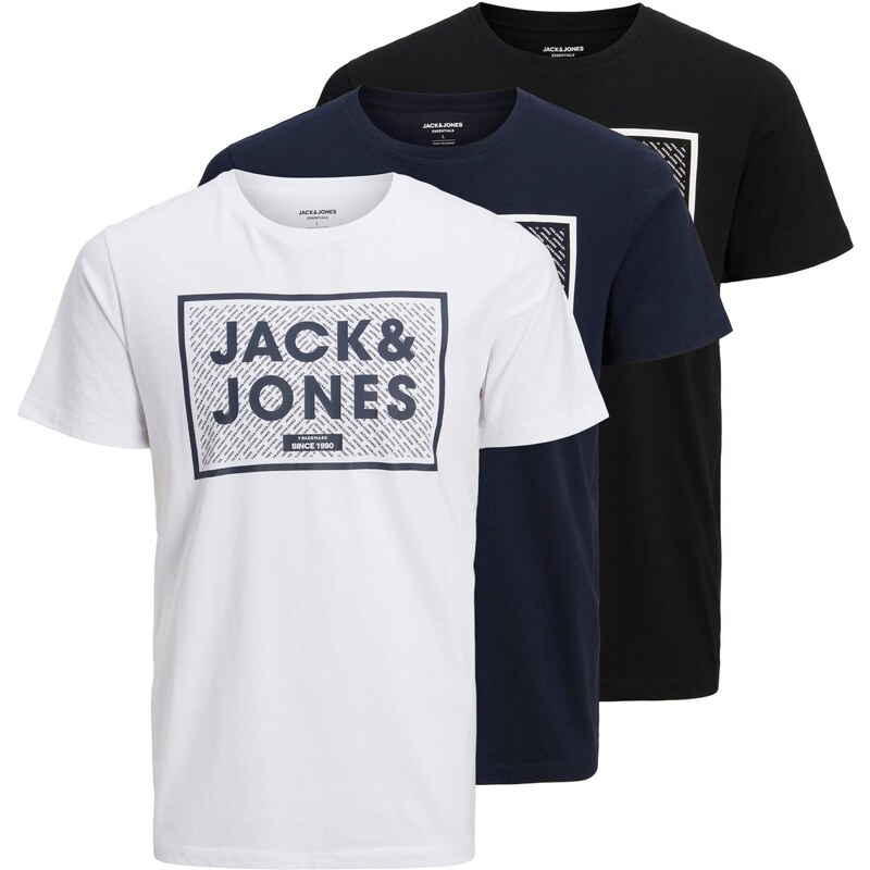 JACK & JONES Tričko HARRISON námořnická modř / černá / bílá