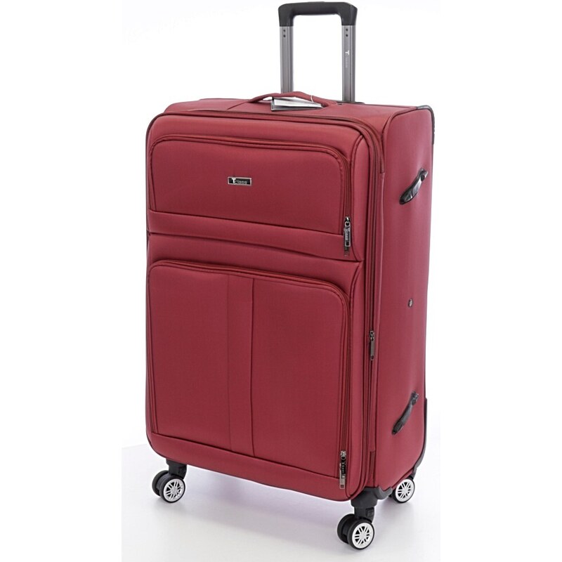 Velký cestovní kufr T-class 932, TEXTIL, vínová, XL, 78 x 51 x 31–35 cm, rozšiřitelný