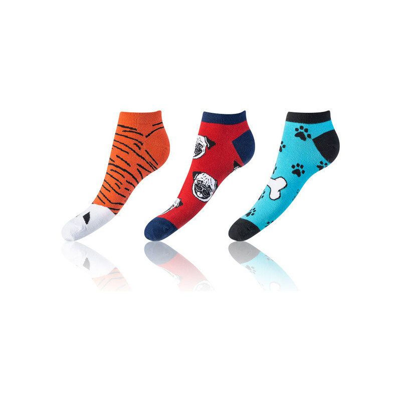 Bellinda CRAZY IN-SHOE SOCKS 3x - Modern color low crazy socks unisex - orange - red - blue