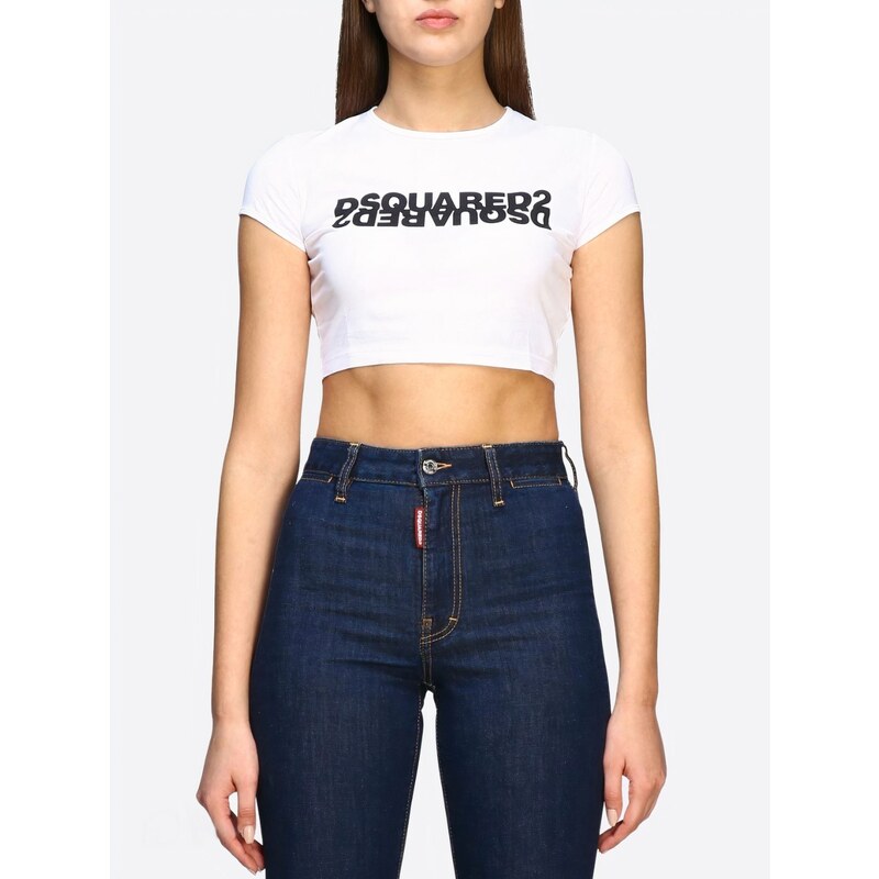 DSQUARED2 Mirror White crop tričko