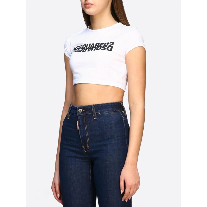 DSQUARED2 Mirror White crop tričko