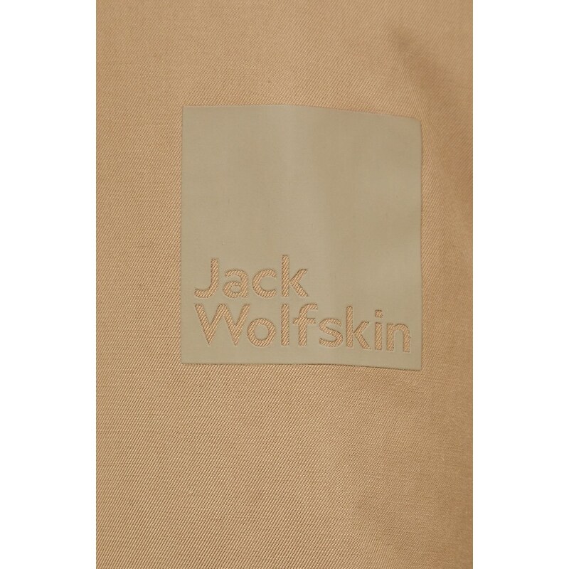 Péřová bunda Jack Wolfskin pánská, hnědá barva, zimní