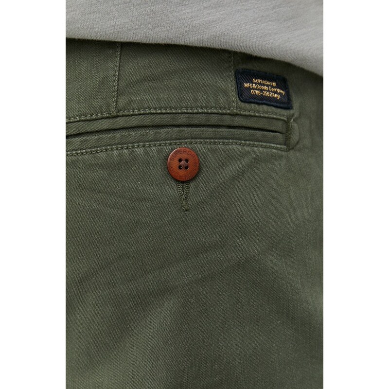 Kalhoty Superdry pánské, zelená barva, ve střihu chinos